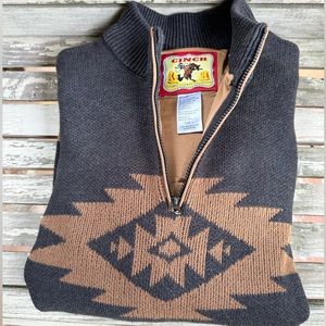 Cinch Pullover Sweater, 3/4 zip, lined, men’s L